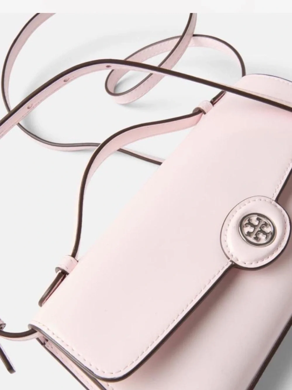 LIKE NEW TORY BURCH Mini Robinson Spazzolato Top Handle Crossbody, Pink Lily